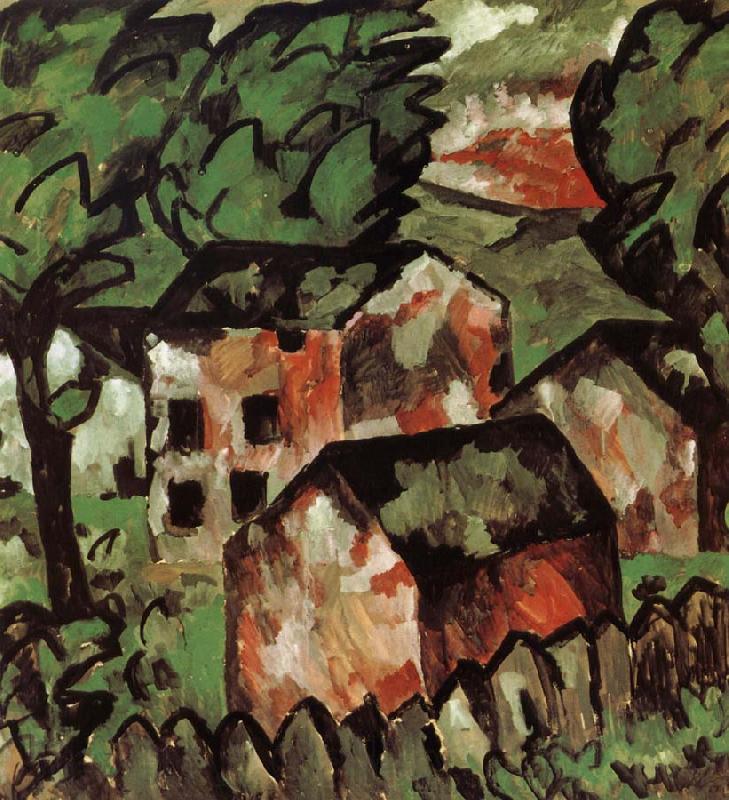 Kasimir Malevich The red house in view France oil painting art